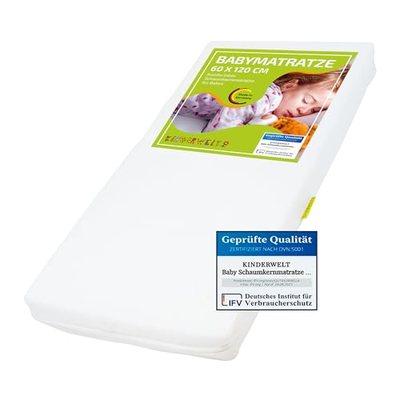 KiNDERWELT Babymatratze 120x60 cm, Schaumkernmatratze, Matratze für Babybett, Schaumstoffmatratze Baby und Kleinkinder,