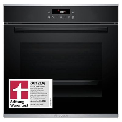 Bosch HBA272BB3, Stiftung Warentest GUT (2,0)*, Serie 4 Einbau-Backofen 60 x 60 cm, Pyrolyse-Selbstreinigung & Hydro