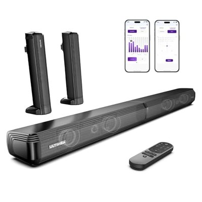 ULTIMEA 2.2 Soundbar für TV Geräte, VoiceMX, App-gesteuerten, 100W Teilbare 2-in-1 TV Soundbar, Center Lautsprecher mit 