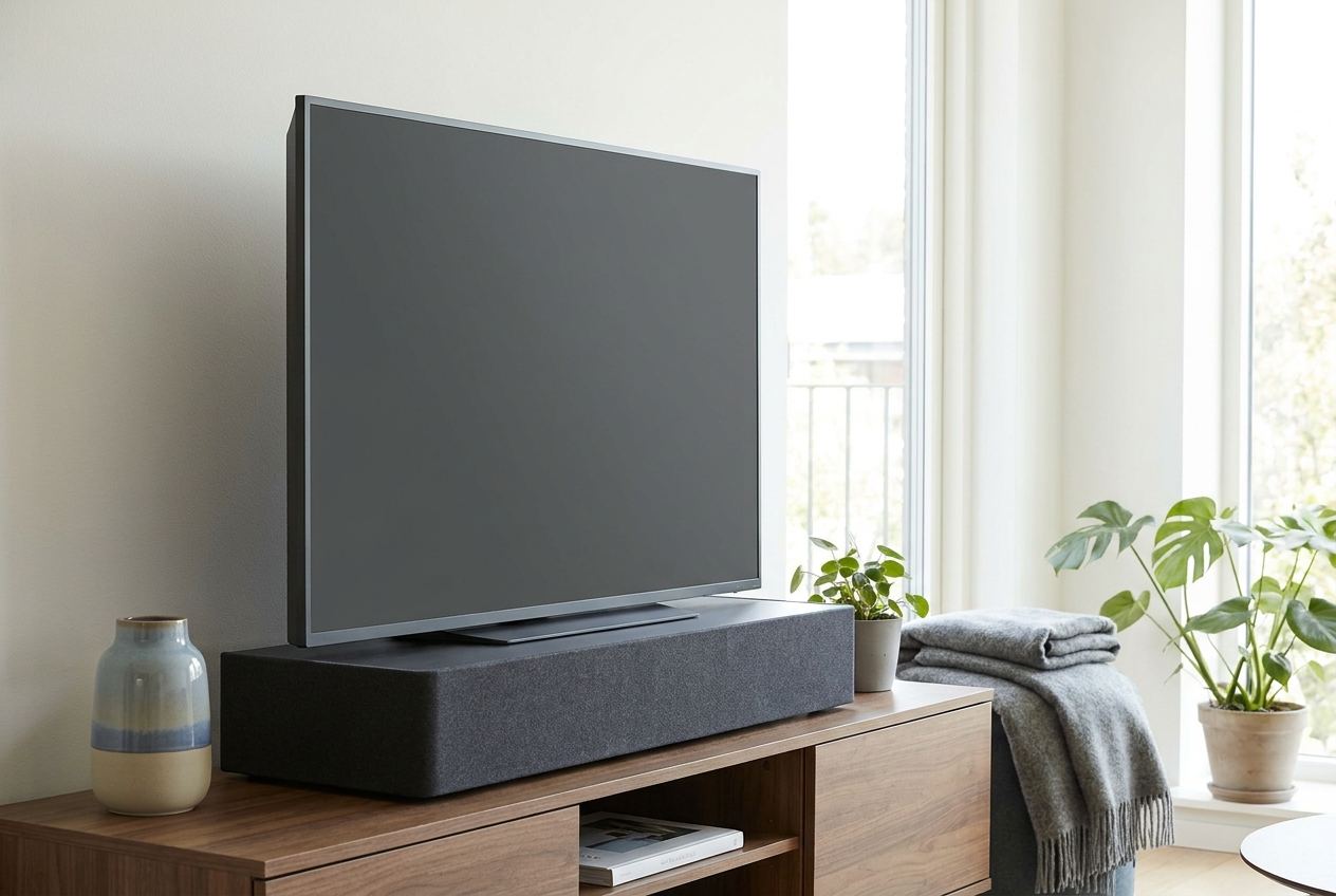 Sounddeck dient gleichzeitig als Lautsprecher und Standfuß für den Fernseher