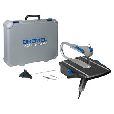 Dremel MS20 Moto-Saw Dekupiersäge, Kompakte 2-in-1-Tischkreissäge (70 W) mit 1 Zubehörteil und 5 Sägeblättern für seitli