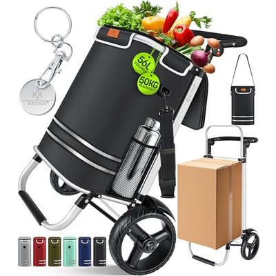KESSER® Einkaufstrolley klappbar mit 56L Kapazität und belastbar bis 50kg | 3in1 Trolley Sackkarre & Umhängetasche |
