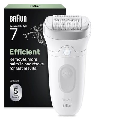 Braun Silk-épil 7 Epilierer Damen, Haarentferner für Langanhaltende Haarentfernung mit Breitem Aufsatz, Seidig-Glatte Ha