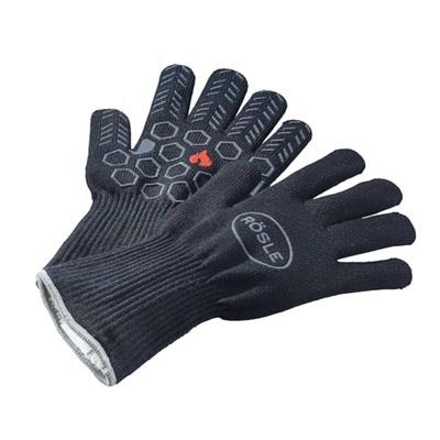 RÖSLE Premium-Grillhandschuhe, Schutz bis 350°C, Meta-Aramid, schwarz