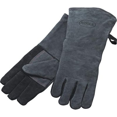 RÖSLE Grillhandschuhe Lederhandschuhe Hitzeschutz 24/XL Grau/Schwarz Universalgröße BBQ