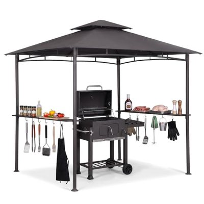 Sekey grillpavillon Winterfest wetterfest mit Doppeldach, Seitenregalen, Haken & Flaschenöffner, sekundenschnell auf