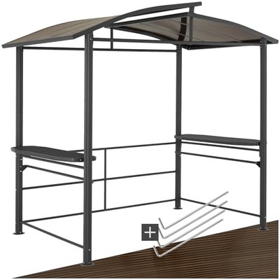 tectake® Outdoor Grillpavillon, Überdachung für Grill, Metall Pavillon für Outdoorküche auf Balkon, Garten oder Terrasse