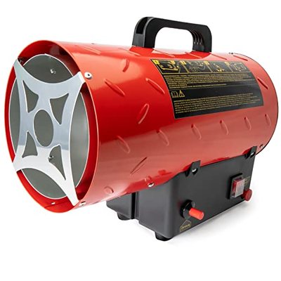 Grafner XL Gasheizgebläse 10 kW, mit Verbindungsschlauch, Druckminderer, Turbo-Ventilator, Piezozündung, für handelsübli