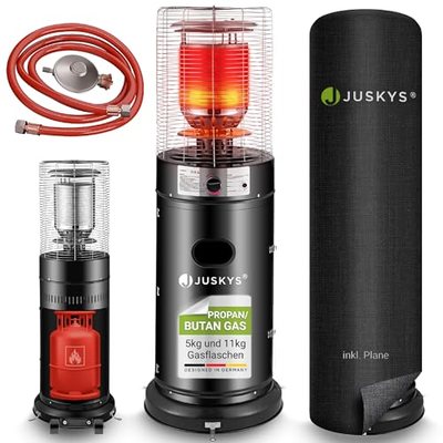 Juskys® Outdoor Heizstrahler Cuna mit 11 kW Gas-Brenner - Heizpilz Terrassenheizer mit Gas für Terrasse Balkon und Garte