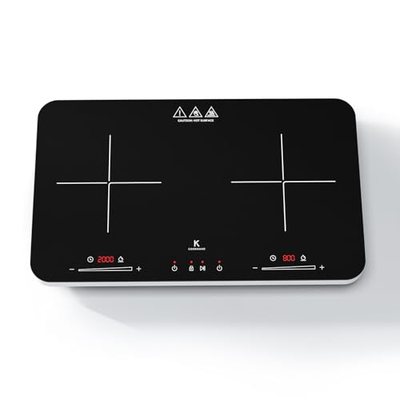 Induktionskochfeld 2 platten, COOKNANO Doppel-induktionskochplatte unabhängiger Steuerung 3600W, 20 Leistungs und Temper
