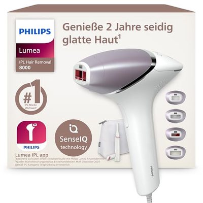 Philips Lumea IPL 8000 Series - IPL Geräte Haarentfernung für bis zu 2 Jahre seidig-glatte Haut¹ mit 4 Aufsätzen für Kör