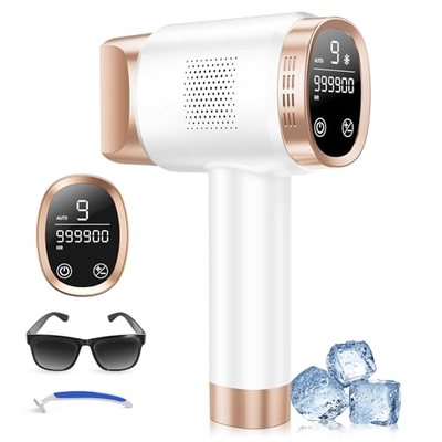 21J IPL Geräte Haarentfernung mit 8℃ Eiskühlsystem, Laser Haarentfernung 9 Stufen & 600 NM Rotlicht, LCD-Touchscreen
