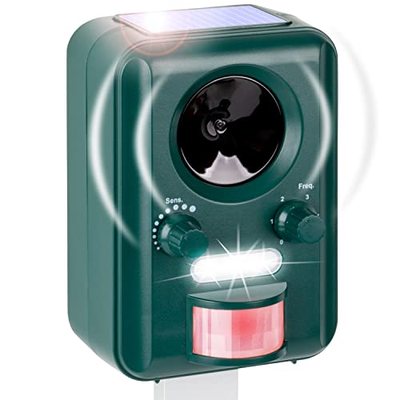 VOSS.sonic 2000 Ultraschall Abwehr mit Solarbetrieb und Blitz gegen Katzen, Hunde, Marder, Tierabwehr, Katzenschreck Hun