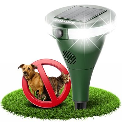 GRUNDIG perfekte Ultraschall Abwehr gegen Katzen und Hunde im Garten - 360 Grad Katzenschreck Hundeschreck Bewegungsmeld