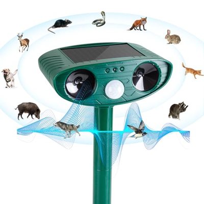 Solarbetriebener Katzenschreck für garten testsieger, Hofeny Marderschreck Ultraschall, 8m Reichweite, Tiervertreiber mi