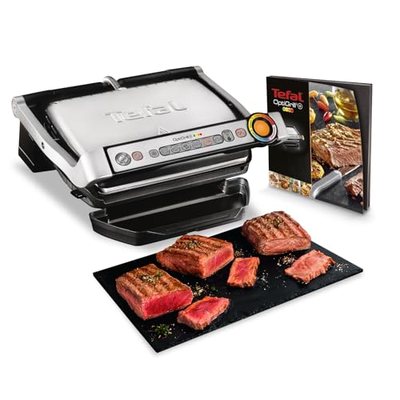 Tefal OptiGrill+ Kontaktgrill, 6 Programme, Garstufenanzeige, abnehmbare Platten, manueller Modus, optimal Grillergebnis