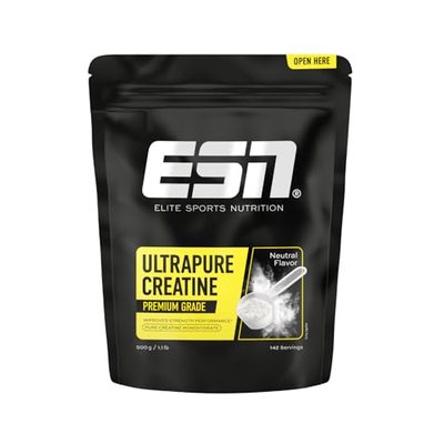 ESN Ultrapure Creatine Monohydrate, 500 g, 142 Portionen, mikrofein und perfekt löslich - made in Germany (Verpackung ka