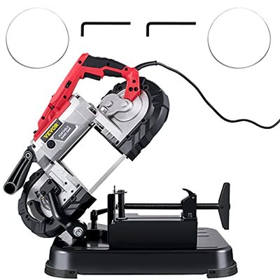VEVOR Bandsäge 12,7 cm Schnittgröße, 1100 W 10 A Sägeband aus Stahl Eisensäge mit 127 mm Max Schnittkapazität (ohne Sock