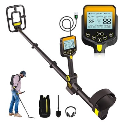 OKESAM Metalldetektor Profi für Erwachsene & Kinder – Wasserdichter Golddetektor mit LCD-Display und 10-Zoll-Spule, 