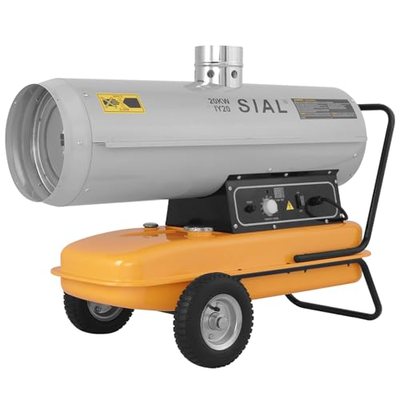 SIAL 20 kW Indirekte Ölheizer Heizkanone Diesel Bauheizer Bautrockner 800 m³/h Heizgebläse 32 L Tank mit Thermostat/Über