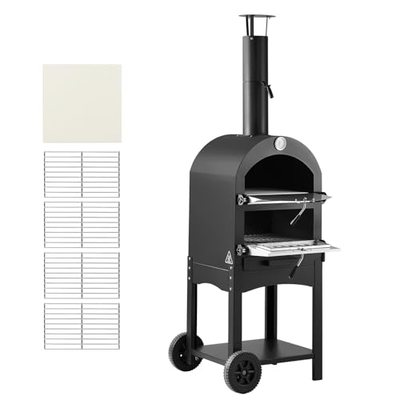 VEVOR Pizzaofen 12 Zoll Pelletöfen, 2-lagiger Pizzaofen mit Holzfeuerung, Holzbefeuerter Ofen Outdoor mit 2 abnehmbaren 