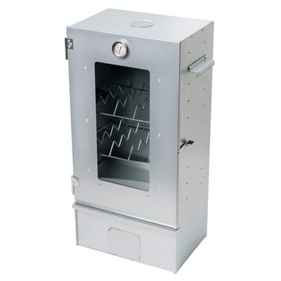 Räucherofen aus Stahlblech mit Zubehör - Räucherschrank für Holz mit Räucherhaken & 1 kg Räuchermehl - Thermometer -