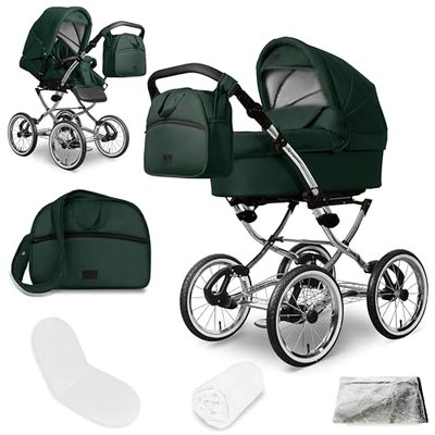 Bergsteiger Venedig Nostalgie Kombikinderwagen 2-in-1 ohne Babyschale – Babywanne & Sportsitz, Luftreifen, Federung,