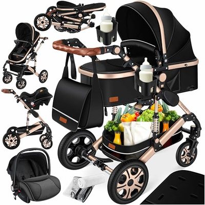 KESSER® Loops 4 in 1 Kinderwagen Kombikinderwagen Komplett-Set inkl. Babywanne & Buggy Sportsitz & Auto-Babyscha