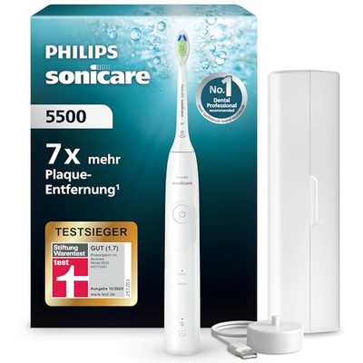Philips Sonicare 5500 elektrische Zahnbürste, Schallzahnbürste mit 2 Putzmodi, Andruckkontrolle, EasyStart, SmarTimer un
