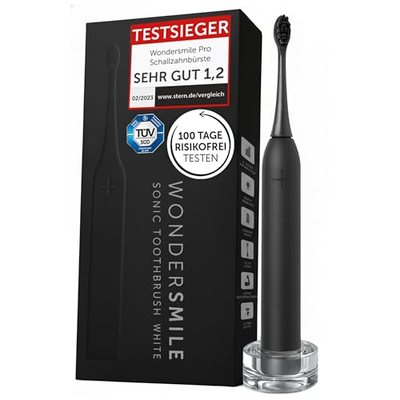 WonderSmile Schallzahnbürste Pro - Testsieger 2026* - Elektrische Zahnbürste IPX8, 4 Programme - mit Ladestation & 6