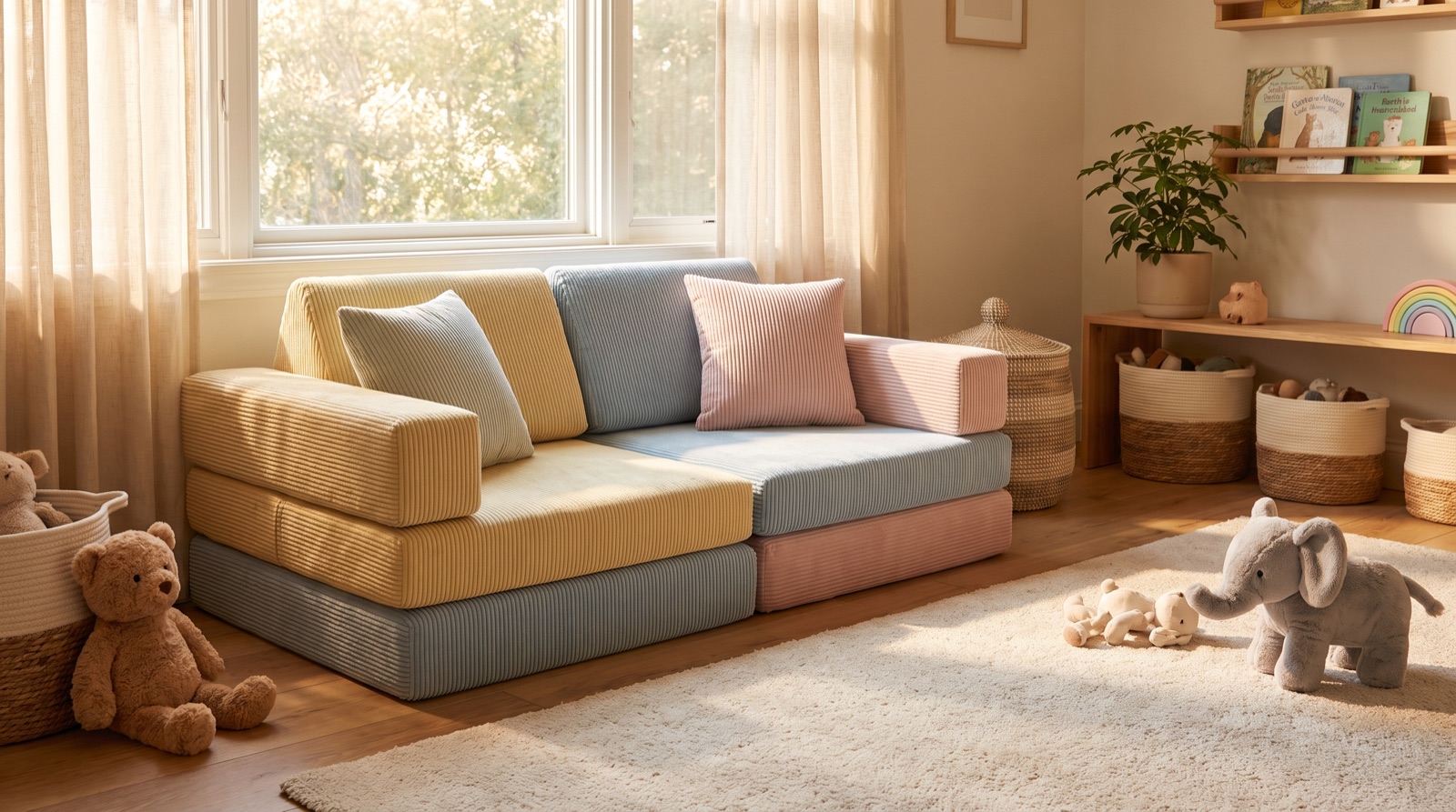 Couch, Höhle oder Rutsche: Ein gutes Spielsofa aus Schaumstoff lässt sich immer wieder neu umbauen und wächst mit der Fantasie des Kindes.