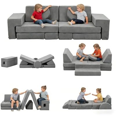 LALAHO Kindersofa Spielsofa für Kinder aus Kordsamt Cord,Klappbar Schaumstoff Bausteine kindercouch & Kindersessel,V