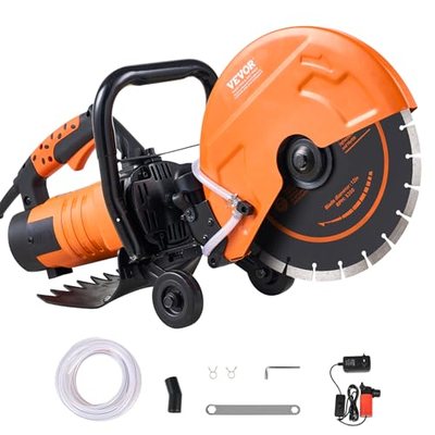 VEVOR Elektrische Betonsäge, 305 mm, Hochleistungs-Kreissäge 2800 W, Schnitttiefe 114 mm, Nass-/Trocken-Scheibensäge mit