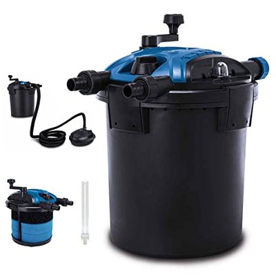 Scheppach Teichdruckfilter Komplettset PFS8000 | für Teiche bis 8000 L | Fördermenge 4000 L/h | 11 W UV-C Klärer mit Spi