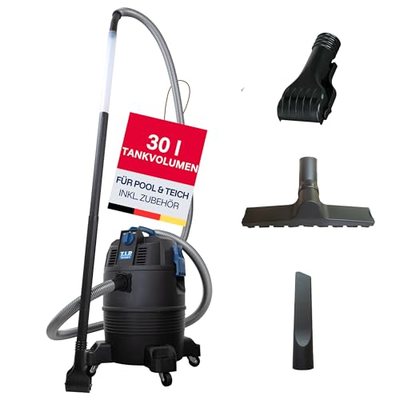 T.I.P. Teichschlammsauger - Poolsauger (Tankvolumen 30 l, Saugrohr 2m – vierteilig – 2X transparent, Flachdüse für Teich