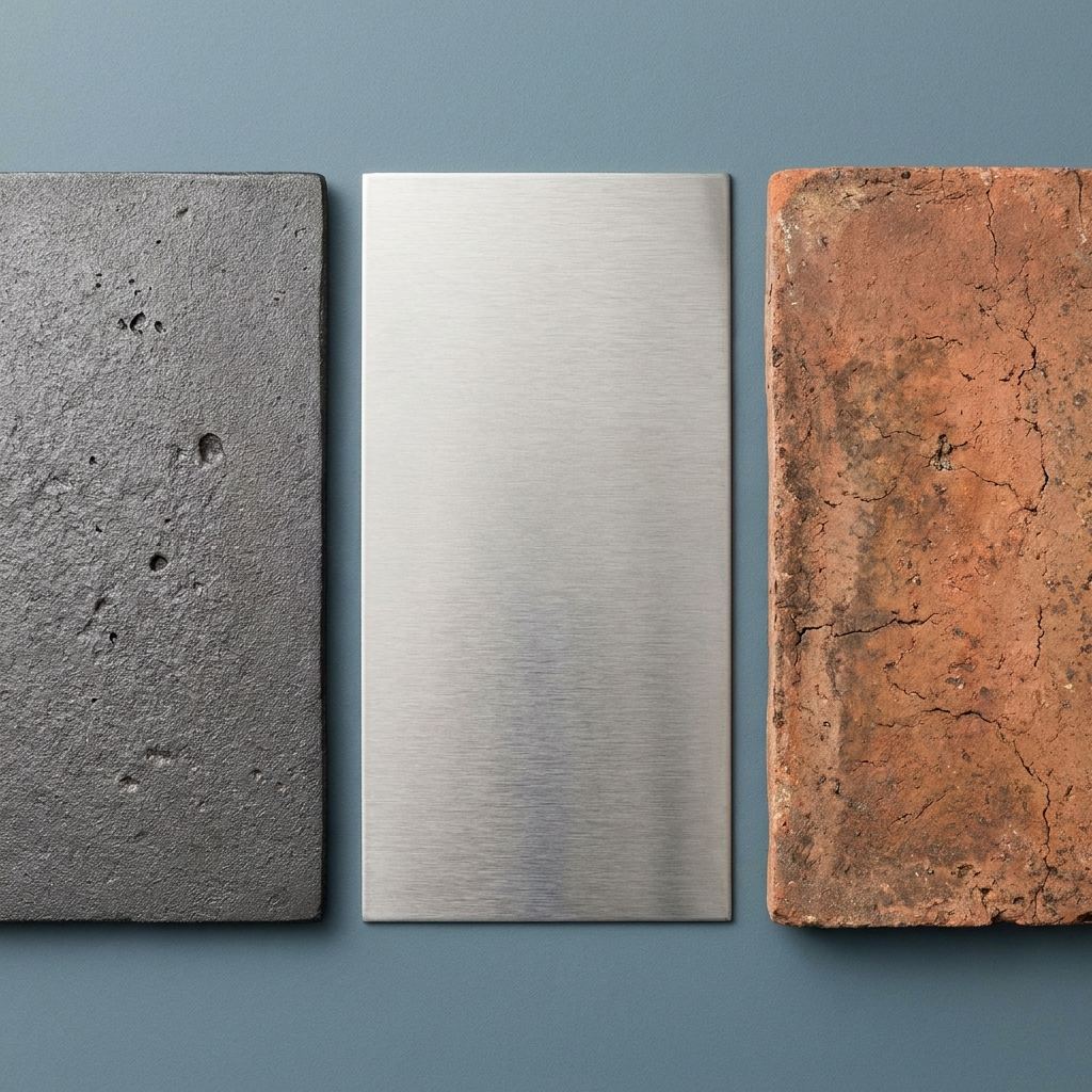 Materialdetail: Gusseisen, Edelstahl und Terrakotta im direkten Vergleich