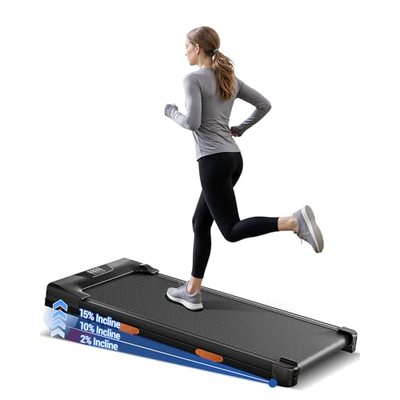 UMAY Walking Pad mit Steigung 15%, 10KM/H Laufband für Zuhause mit Steigung und Geräuscharmer Motor, Laufband Schreibtis