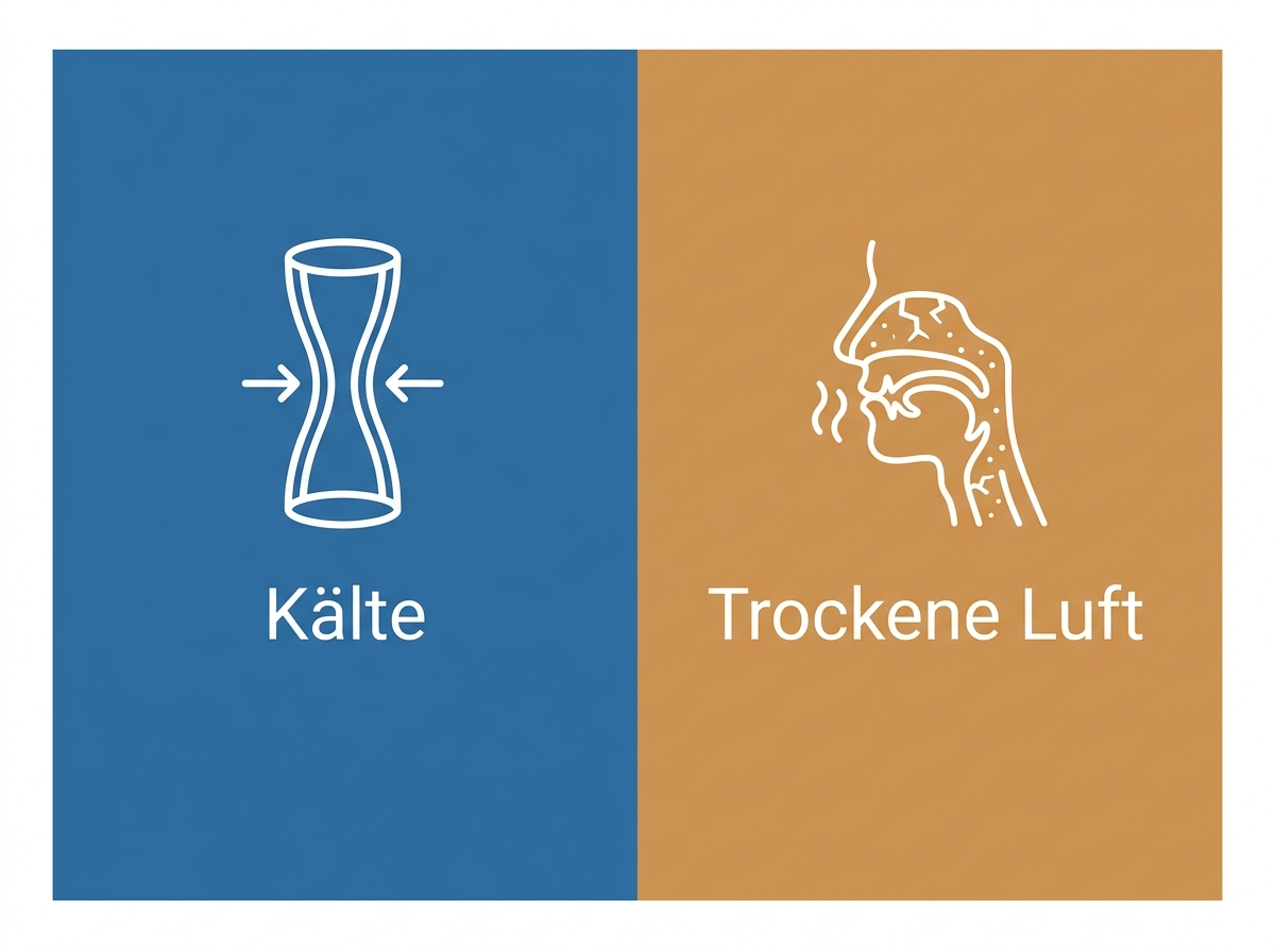 Infografik: Wie Kälte und trockene Heizungsluft auf Gefäße, Schleimhäute und Kreislauf wirken